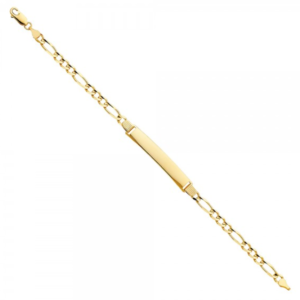 14KY Figaro 3+1 ID Bracelet - 7.5"