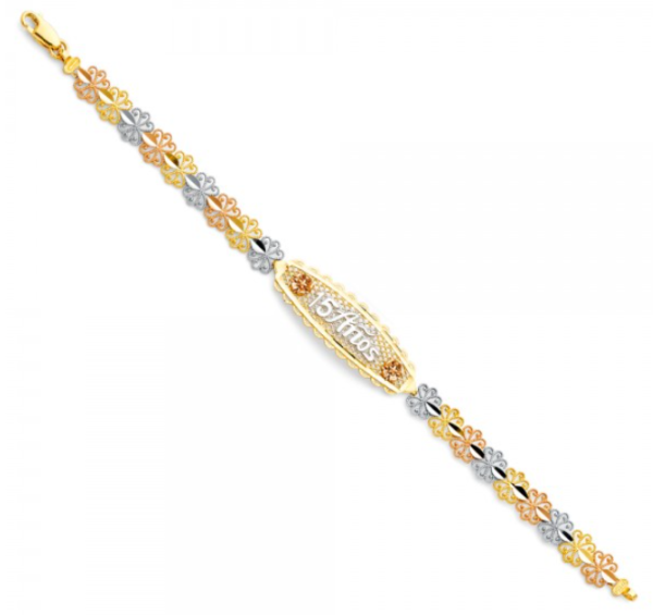 14K 3C 15 Years ID Bracelet - 7.25"