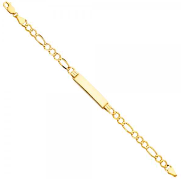 14KY Figaro 3+1 Baby ID Bracelet - 6"