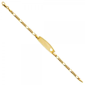 14KY Figaro Oval Baby ID Bracelet - 6"