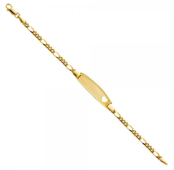 14KY Figaro Oval Baby ID Bracelet - 6"