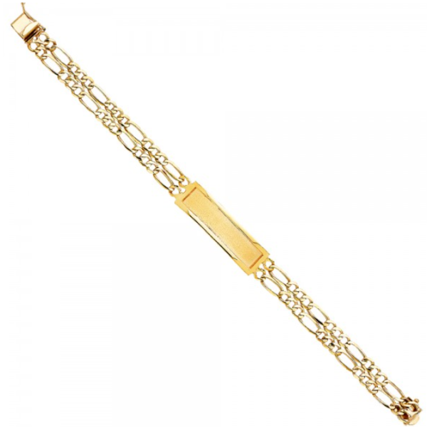 14KY 2L Light Figaro Link ID Bracelet - 8.5"