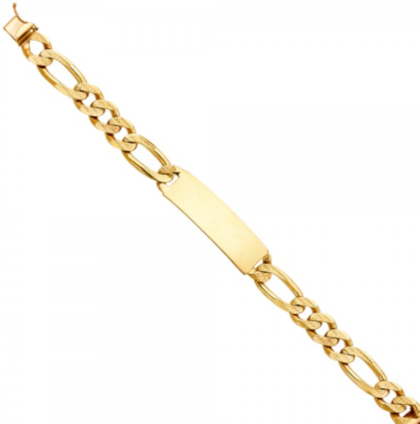 14KY DC Figaro Link ID Bracelet - 8.5"