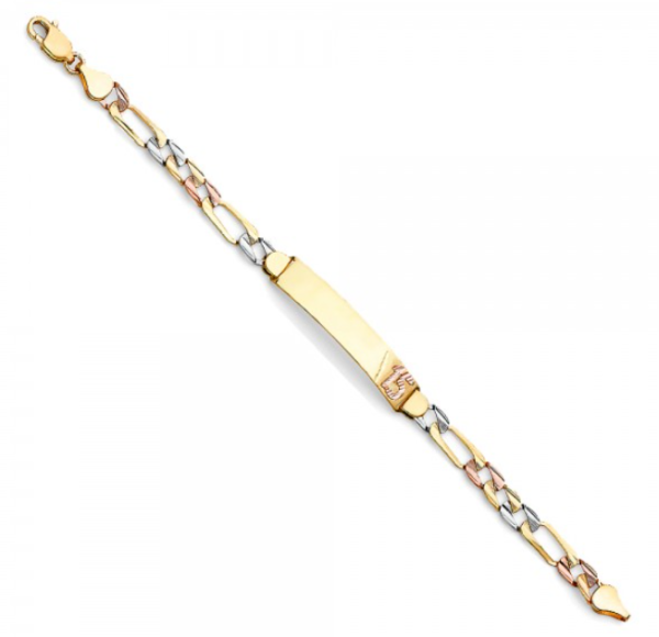 14K 3C DC Figaro Link 15 Years ID Bracelet - 7"