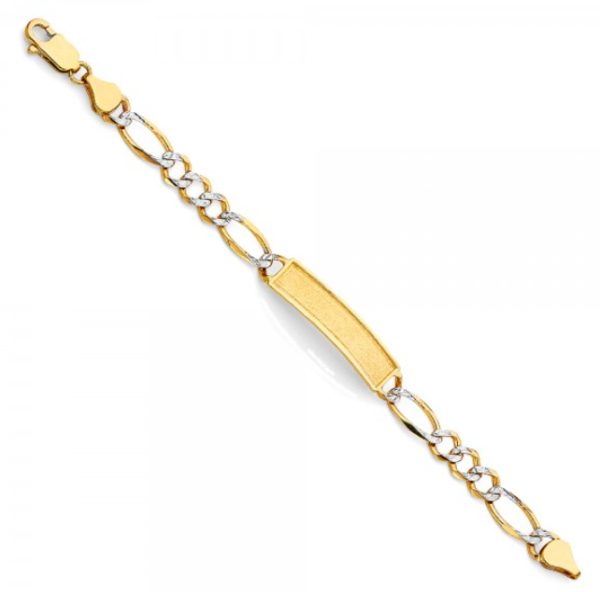 14KY Figaro WP Chain Baby ID Bracelet - 6"