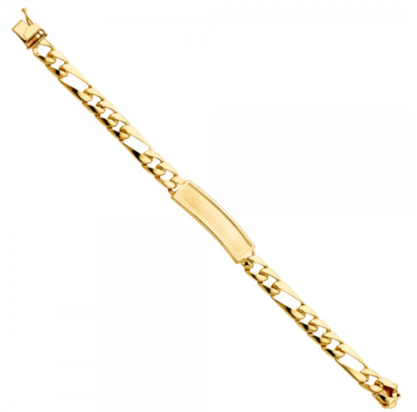 14KY Stamp Figaro Link Baby ID Bracelet - 6"