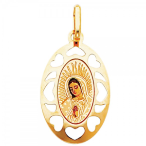 14KY Guadalupe Enamel Picture Religious Pendant