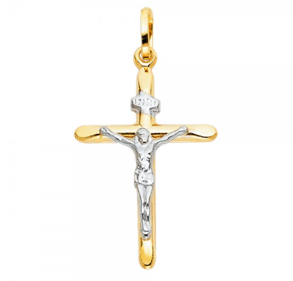 14K 2T Crucifix Cross Religious Pendant