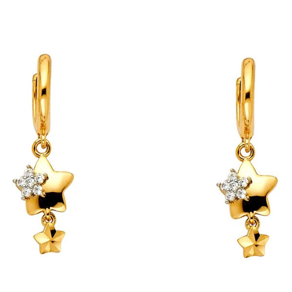 CZ Hanging Huggies Earrings