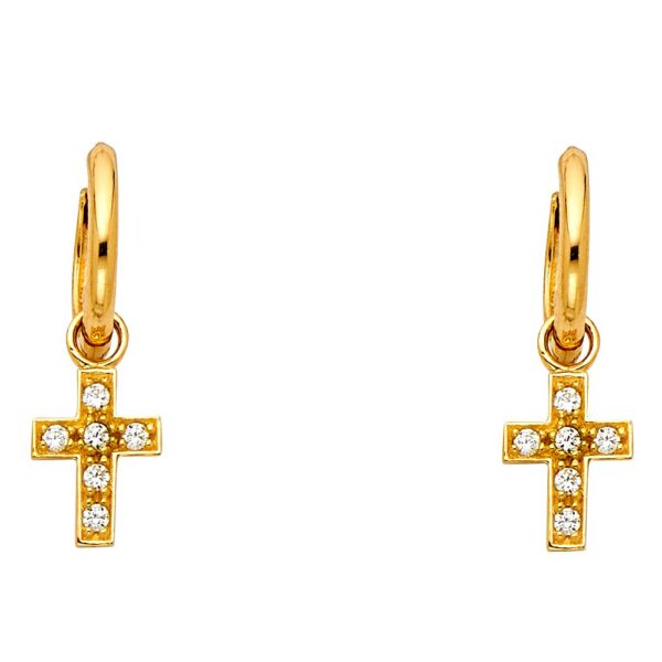 CZ Hanging Huggies Earrings